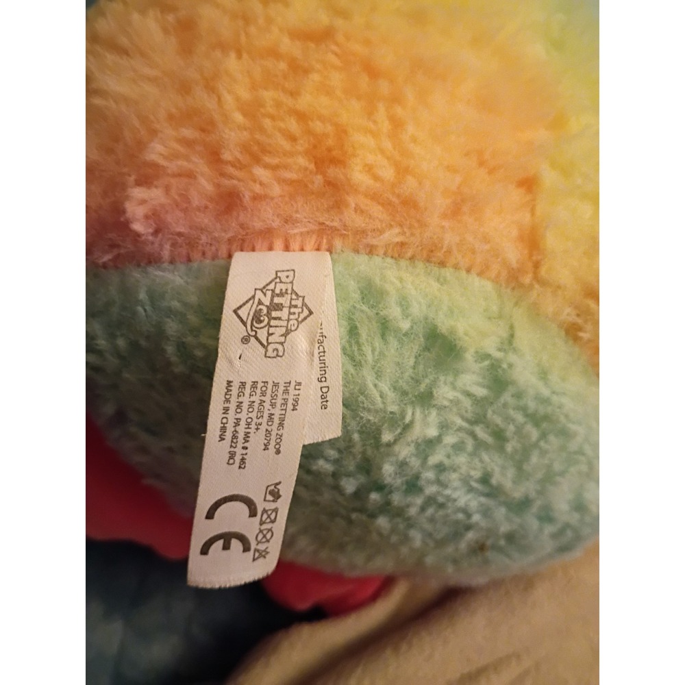 Vtg 1994 The Petting Zoo Rainbow Penguin Plush 10" Pastel Tie Dye Stuffed Animal - Picture 7 of 14